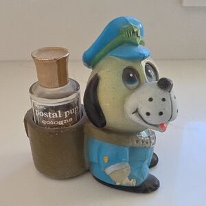 Vintage Postal Pup Cologne Holder Dog Mailman Figurine